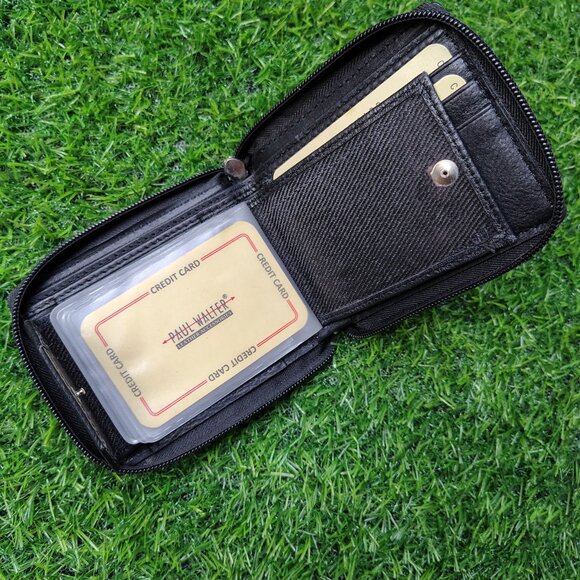 Men's Zipper RFID Blocking Premium Leather Zip-Around ID Bifold Wallet - Picture 3 of 8